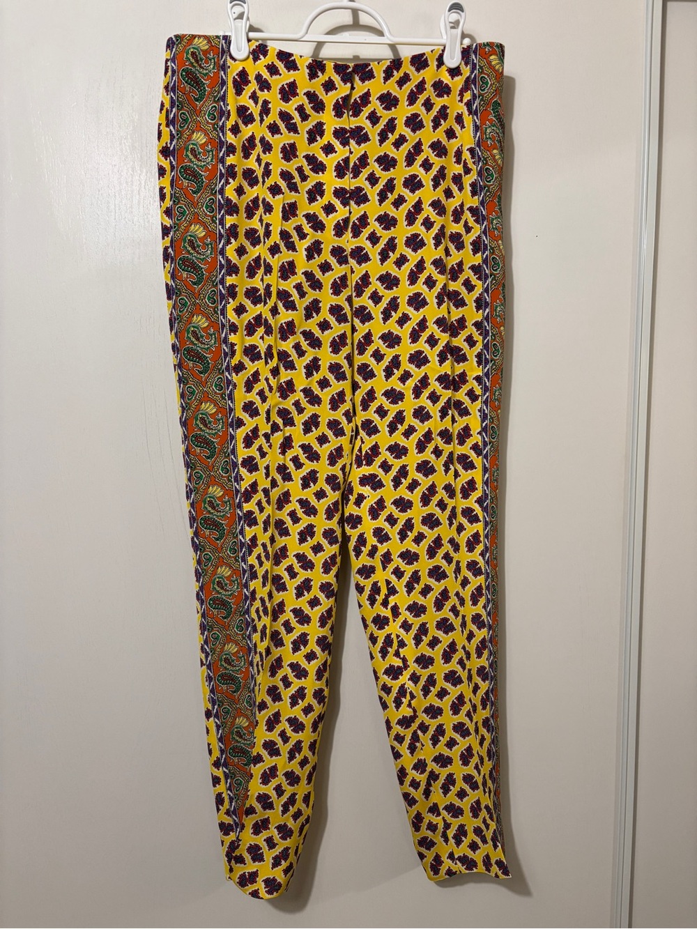 Ralph Lauren Collection Yellow Silk Paisley Pants Size 6 Simone Preppy Luxury - Picture 2 of 16